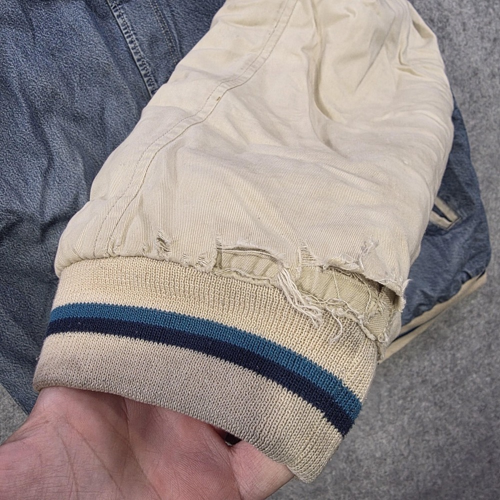 Vintage Disney Store Jacket Mens Large Blue Denim Eeyore Hooded Varsity DISTRESS - Picture 15 of 16